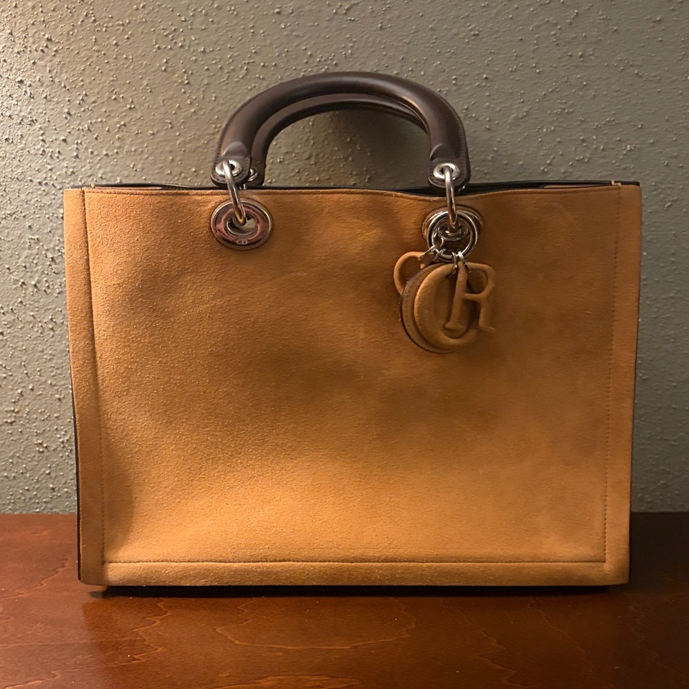 Lady Dior Handbag suede in Camel